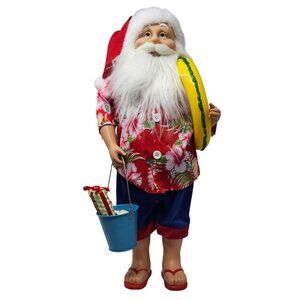 Beach Bum Festive Upright 18" Santa Christmas Table Decoration
